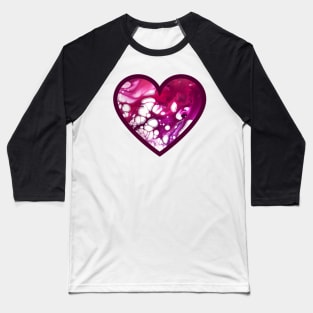 Maroon/Pink Paint Pour Heart Baseball T-Shirt